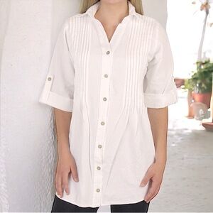 Sea Breeze of California Crinkle Textured Pintuck Longline Blouse Cover-Up XL